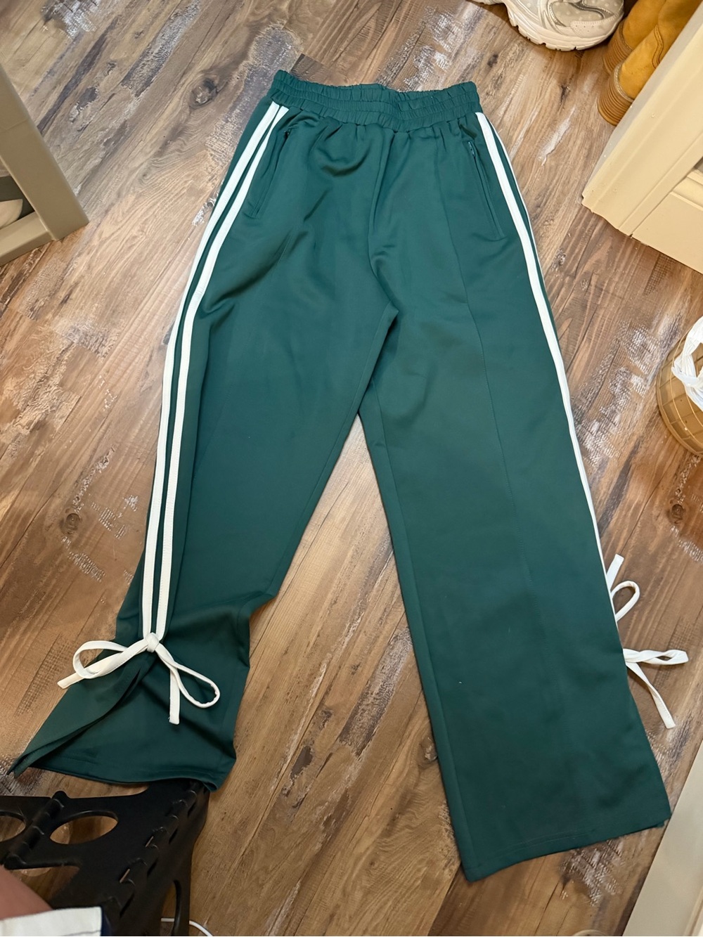 Le Lis Forest Green Joggers with White Side Stripes